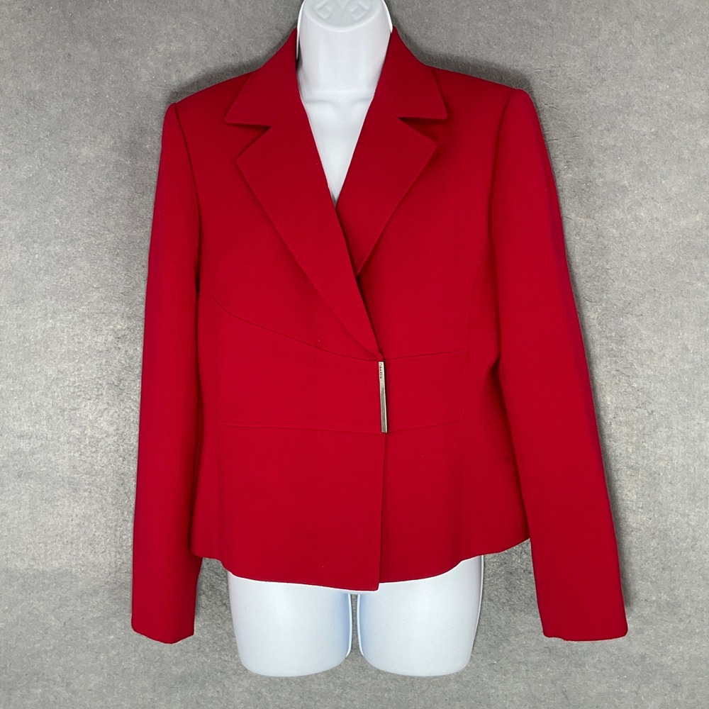 Calvin Klein Red Stretch Blazer Jacket‎ Women's Size 6 Career Office